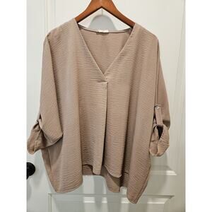 Entro 3/4 Sleeve Tunic Top Small Tab Sleeves Light Mauve S Blouse Top Relaxed